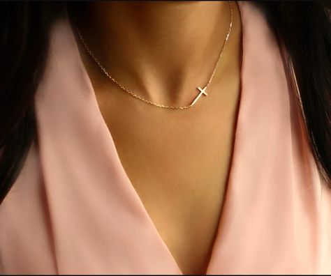 Easter Necklace, Cross Necklace Simple, Cross Necklace Gold, Sideways Cross Necklace, Dainty Cross Necklace, Cross Necklace Sideways, Cross Jewelry Necklace, Cross Gold, Crucifix Necklace