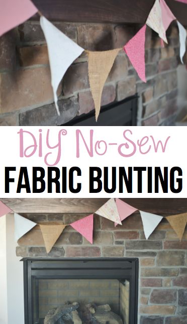 Make a quick and easy DIY No-Sew fabric Banner.  This bunting is perfect for a wedding, birthday party, or holiday celebration. Diy Fabric Banner, Fabric Banner Diy, Diy Fabric Bunting, No Sew Bunting, Diy Bunting Banner, Numbers Craft, Fabric Pennant Banner, Pendant Banner, Diy Flag