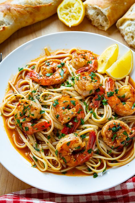 Cajun BBQ Shrimp Scampi Linguine Cajun Shrimp Linguine Recipe, Cajun Shrimp Linguine, Pasta Pics, Cajun Bbq Shrimp, Cajun Shrimp Scampi, Garlic Bbq Sauce, Spicy Cajun Shrimp, Shrimp Linguine Recipe, Shrimp Scampi Linguine