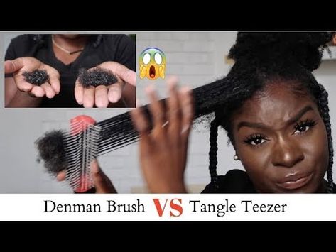 Tangle Teezer VS Denman Brush **SHOOK** Hair Loss Comparison - 4C Natural Hair [Video] - https://blackhairinformation.com/video-gallery/tangle-teezer-vs-denman-brush-shook-hair-loss-comparison-4c-natural-hair-video/ Denman Brush 4c Hair, Brush For 4c Hair, Monster Hair, Fine Hairstyles, Denman Brush, Comparison Video, Dry Curly Hair, Hey Beautiful, Tangle Teezer