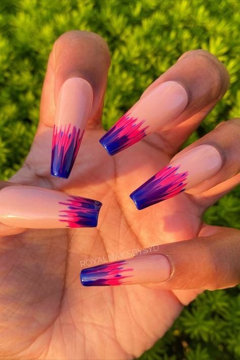 Ongles Bling Bling, Rainbow Nails Design, Bisexual Flag, Punk Nails, Tongue Health, Colored Acrylic Nails, Really Cute Nails, Short Acrylic Nails Designs, Rainbow Nails