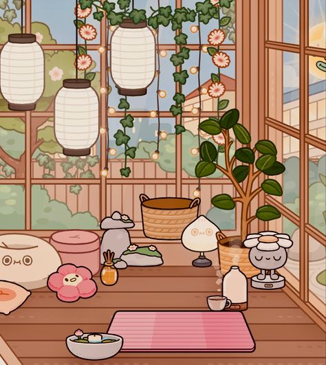 Toca Boca Yoga Room Ideas, Yoga Room Toca Boca, Aesthetic Bonsai House Toca Boca, Toca Life Bonsai House Ideas, Toca Boca Bonsai House Ideas Bedroom, Toca Boca Yoga Room, Toca Boca Japanese House, Toca Boca Bamboo House, Bonsai Toca Boca House Ideas