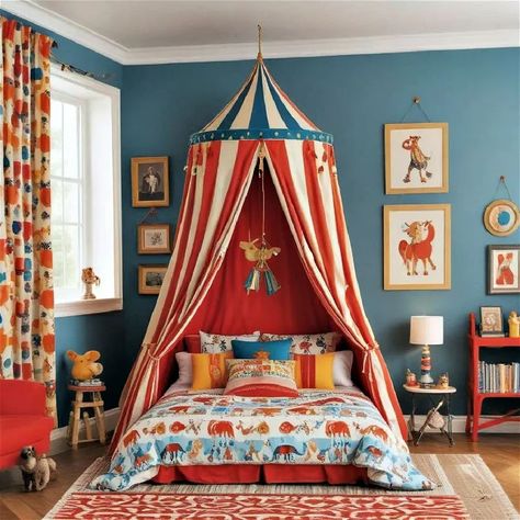 25 Modern Girl Bedroom Ideas You Can Steal Today Kids Red Bedroom, Circus Theme Bedroom Ideas, Circus Theme Room, Modern Girl Bedroom, Circus Themed Bedroom, Circus Room Decor, Circus Baby Room, Circus Bedroom, Circus Room