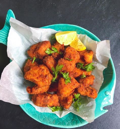 Amirtsari Fish Pakora By Lucky Singh Amritsari Fish, Fish Pakora, Gluten Free Indian Food, Carom Seeds, Fish Fillets, Chickpea Flour, Red Chili Powder, Lemon Wedge, Garlic Paste