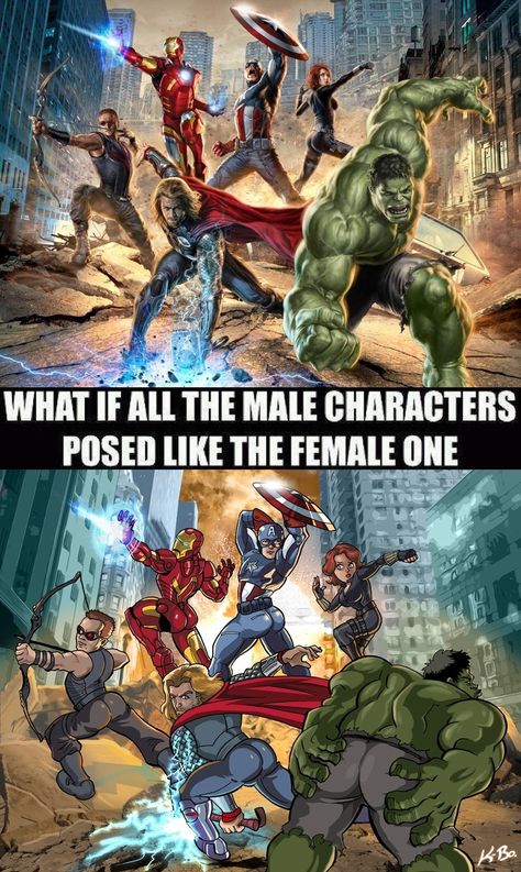 If gender roles were reversed Avengers Humor, Monday Humor, Humor Videos, Dc Memes, Ms Marvel, Character Poses, Avengers Funny, Marvel Funny, Hawkeye