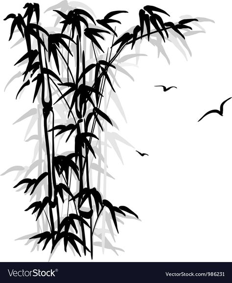 Bamboo Growing, Clothing Vector, Easy Dragon Drawings, Bamboo Background, Angel Silhouette, Silhouette Tattoos, Bamboo Art, Trash Polka, Tattoo Style Drawings