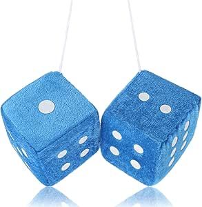 Fuzzy Dice for Rear View Mirror, Blue Fuzzy Dice for Car Mirror, 2.75inch Pair of Plush Retro Square Hanging Dice with White Dots Cute Car Decoration Ornament Accessories Dice For Car, Pink Car Interior, Fuzzy Dice, Rear View Mirror Hanger, Mirror Car Accessories, Rear Mirror, Rear View Mirror Decor, Mirror Hangers, Girly Car