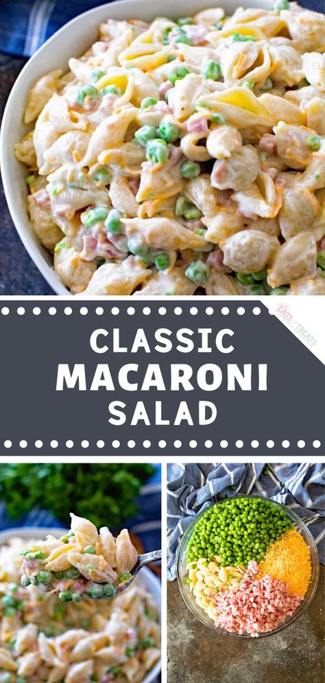 Macaroni Salad Recipe With Peas, Ham Pasta Salad, Macaroni Salad With Ham, Ham And Cheese Pasta, Ham Pasta, Easy Macaroni Salad, Classic Macaroni Salad, Pea Salad Recipes, Best Macaroni Salad