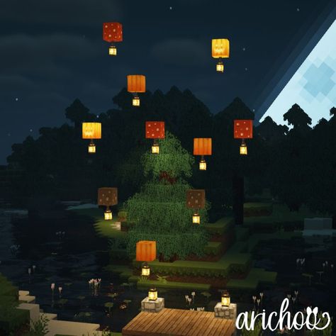 Check out my Instagram for more beautiful decorations like this! 🥰 #cottagecoreminecraft #cottagecore #cottage #minecraftcottage #minecraftaesthetic #aesthetic #aestheticminecraft #minecraft #mizunos16craft #minecraftideas #minecraftdecoration Halloween Minecraft Village, Cute Fall Minecraft Builds, Halloween Decor Minecraft, Minecraft Fall Aesthetic, Minecraft Light Post Cottagecore, Minecraft Halloween Decorations In Game, Minecraft Halloween Interior, Minecraft Path Lights, Minecraft Fall Ideas