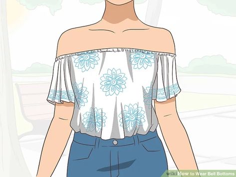 4 Ways to Wear Bell Bottoms - wikiHow Shirts To Wear With Bell Bottom Jeans, Bell Bottoms Outfit, Rock Band Shirts, Fashion Institute, Professional Stylist, Bottom Jeans, Bohemian Look, Bell Bottom Pants, Bell Bottom