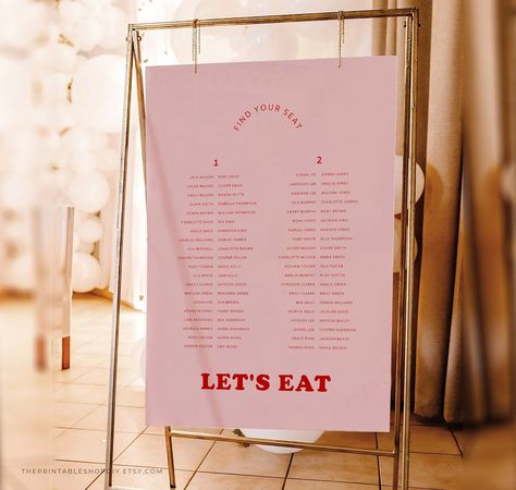 Wedding Seating Plan For Long Tables, Wedding Seating Plan Ideas Long Tables, Long Table Table Plan, Seating Chart Wedding Long Tables, Banquet Table Seating Chart, Long Table Plan, Long Table Wedding Seating Plan, Seating Chart For Long Tables, Pink Wedding Signage