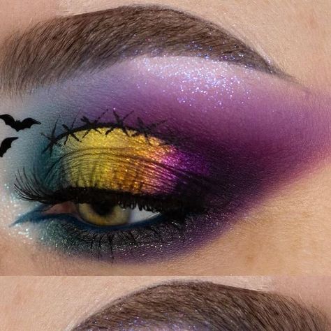 Sally Inspired Eye Makeup, Nightmare Before Christmas Makeup Looks, Halloween Themed Eye Makeup, Sally Eye Makeup, Rainbow Witch Makeup, Nightmare Before Christmas Makeup Ideas, Nightmare Before Christmas Inspired Makeup, Nightmare Before Christmas Eye Makeup, Sally Eyeshadow