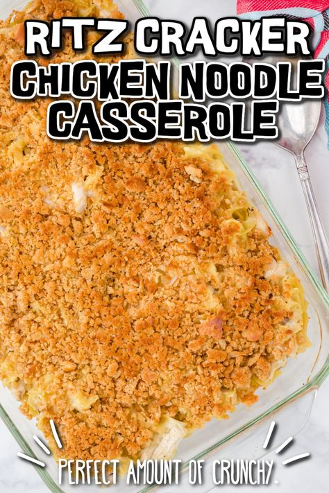 Chicken Noodle Casserole with Ritz Crackers • Kids Activities Blog Chicken Noodle Ritz Cracker Casserole, Ritz Cracker Chicken Noodle Casserole, Ritz Chicken Casserole With Noodles, Chicken Noodle Casserole With Ritz, Chicken Casserole With Ritz Crackers, Chicken Noodle Casserole Easy, Easy Chicken Noodle Casserole, Creamy Chicken Noodle Casserole, Casserole With Ritz Crackers