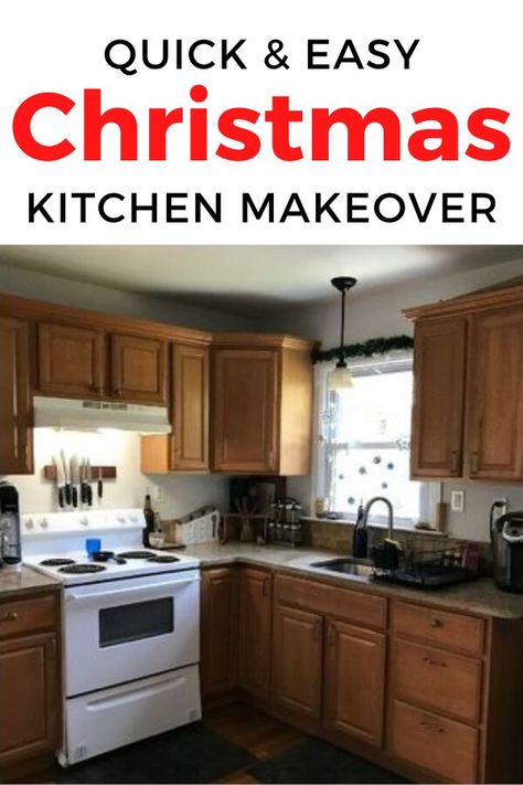 Christmas Decor For Cabinets, Christmas Decorations For Kitchen, Kitchen Organizing Ideas, Elegant Pumpkins, Christmas Decorations Cheap, Kitchen Decorations, Deco Mesh Christmas Wreaths, Diy Nightstand, Space Saving Kitchen