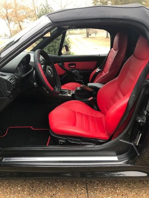 Red Car Interior Decor, Red Car Interior, Red Interior Car, Pink Car Accessories, Leather Seats, Pink Car, Red Car, Car Interior Decor, In Car