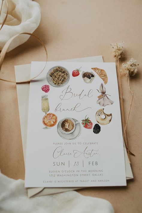 French Bridal Showers, Coffee Bridal Shower, Wedding Shower Brunch, Bridal Shower Brunch Invitations, Couples Bridal Shower, Bridal Brunch Invitations, Brunch Invitations, Bridal Shower Brunch, Brunch Wedding