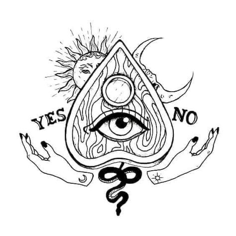 Ouija Tattoo, Cute Simple Tattoos, Marquesan Tattoos, Witch Tattoo, Spooky Tattoos, Tiny Tattoo, Line Art Tattoos, Traditional Tattoo Flash, Badass Tattoos