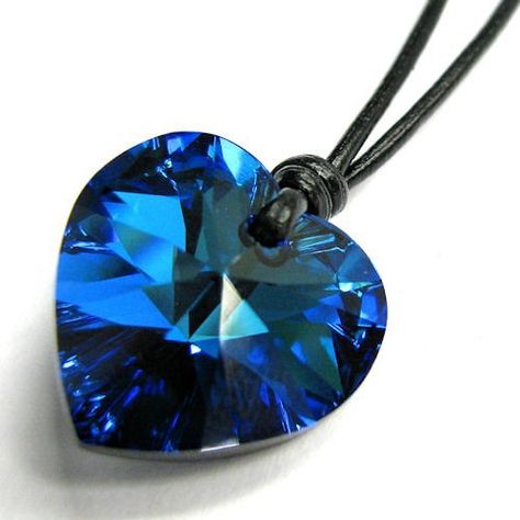 Crystal Heart Pendant, Swarovski Crystal Necklace, Love Charms, Fun Fashion, Heart Love, Blue Heart, Crystal Heart, Leather Necklace, Heart Pendant Necklace