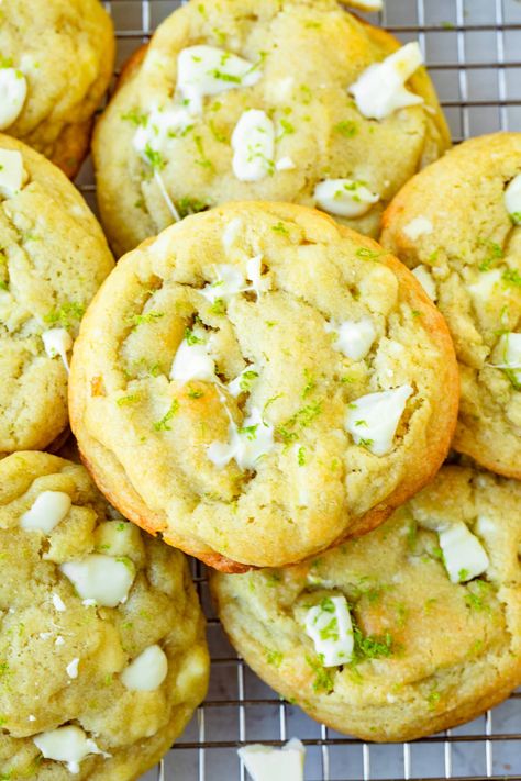 Satisfy your sweet tooth with these delicious White Chocolate Key Lime Cookies. Made with a zesty lime flavor and creamy white chocolate chips, these cookies are the perfect treat for any occasion. #whitechocolatelimecookies #keylimecookies #cookiesrecipe Key Like Pie, Key Lime Pie Cookies, Key Lime Cookies, Lime Cookies, Lime Recipes, White Chocolate Cookies, White Chocolate Chip Cookies, Fun Recipes, Baked Chips