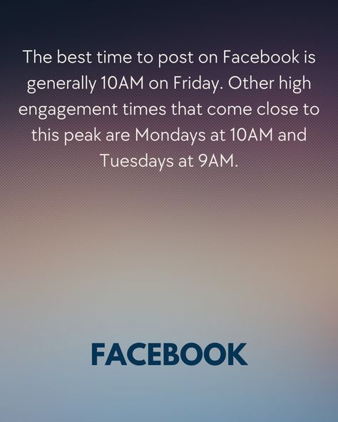 What time should I post on Instagram? What's the best time to post on Facebook? There’s no magic, universal best time to post on social media during which your content is guaranteed to go viral or indeed get high engagement.⁠ ⁠ The best times to post on social media always depend on your audience and you should use your insights to work out when are their most active times online.⁠ ⁠ Always focus on creating engaging, shareable content that is aimed at your target audience for best results!⁠ ... Time To Post On Facebook, Facebook Content, Best Time To Post, Get High, Facebook Posts, Target Audience, Work Out, Target, Social Media