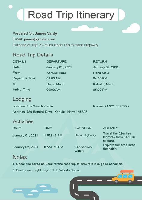 If you are planning to go for a trip by road then you should make a trip itinerary for essentials but you do not need to start from scratch you can download our Best Ever Road Trip Itinerary Template and use it. It has all details on point and if you want to add or edit some details you can freely do this without any hassle. So download now. For more design , and create your own design by your choice. Connect with us. 9903609509 📲 Road Trip Itinerary Template, Trip Itinerary Template, Hana Highway, Hana Maui, Itinerary Template, Trip Itinerary, More Design, Road Trip Itinerary, Cabins In The Woods