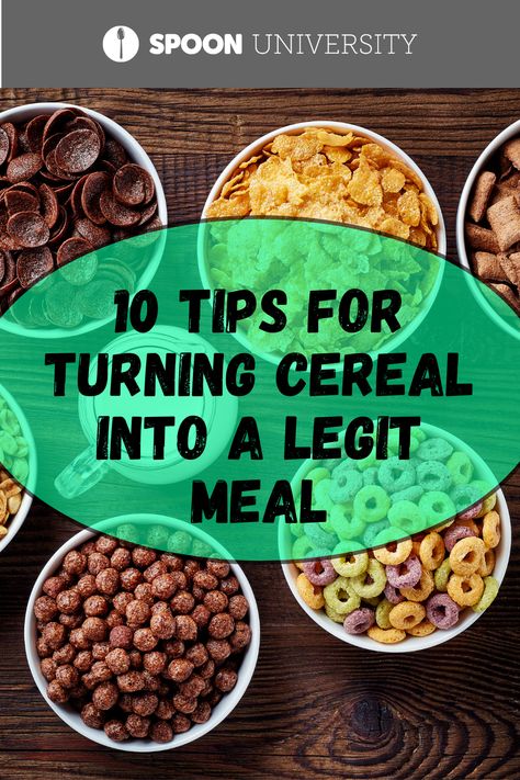 Loaded Cereal Bowl, Breakfast Ideas With Cereal, Cereal Add Ins, How To Pack Cereal And Milk For Lunch, Cereal For Dinner, Cereal Hacks, Cereal Breakfast Ideas, Cereal Toppings, Cereal Buffet