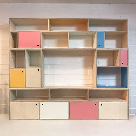 Living Room - Media Units - Lozi - Bespoke Plywood Furniture Plywood Media Wall, Plywood Media Unit, Modular Plywood Furniture, Plywood Tv Unit, Plywood Storage Ideas, Plywood Bookshelves, Plywood Closet, Plywood Bookshelf, Plywood Office