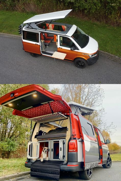 Exploring the VW Dog Camper: A canine-friendly travel solution Dog Campervan, Camper With Dogs, Dog Camper, Dog Van, Camper Dog, Air Conditioner Design, Rv Holiday, Electric Van, Fold Out Beds