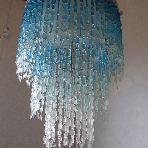 Sea Glass Chandeliers - Washington - Coastal Radiance Lighting Sea Glass Chandelier, Boho Coastal Decor, Driftwood Chandelier, Mermaid Nursery, Chandelier Lighting Fixtures, Sea Glass Crafts, Cfl Bulbs, Coastal Furniture, Beach Glass