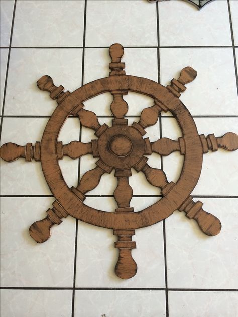 Diy Pirate Wheel, Diy Ship Wheel, Pirate Wheel, Treasure Map Drawing, Pirate Ship Wheel, Pirate Props, Pirate Room, Pirate Boats, Underwater Theme