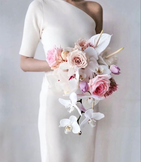 Modern Bridal Bouquets, Brides Flowers Bouquet, Blush Bridal Bouquet, Open Garden, Cascading Wedding Bouquets, Orchid Bouquet, Blush Wedding Flowers, Bridal Bouquet Flowers, Good Earth