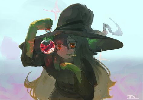 Goblin Witch, Goblin Art, Anime Witch, Photoshop Painting, Pretty Pics, Witch Art, Fantasy Aesthetic, Super Happy, Anime Character Drawing