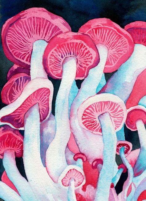 Pink Things, Arte Inspo, Contemporary Abstract Art, Mushroom Art, Trippy Art, Hippie Art, Art And Illustration, Arte Floral, Pink Watercolor