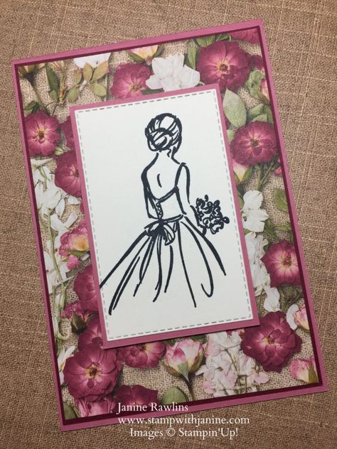 Stampin’Up! Wonderful Moments Bridal Card Wonderful Moments Stampin Up Cards, Stampin Up Bridal Shower Cards, Stampin Up Wonderful Moments, Stampin Up Wedding Cards, Dress Cards, Bridal Card, Wedding Shower Cards, Everyday Cards, Shower Cards