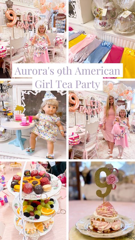 Doll And Me Tea Party Birthday, Doll Tea Party Ideas, Dolly And Me Tea Party, Doll And Me Birthday Party, Tea Party With Dolls, American Doll Birthday Party Ideas, Baby Doll Tea Party Birthday, Fancy Tea Party Birthday, Doll Tea Party Birthday