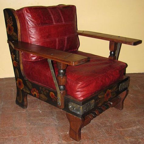 Monterey Early California style chair by WestwinkFurniture on Etsy Pendleton Decor, Spanish Style Furniture, Spanish Revival Style, Monterey Style, Monterey Furniture, Berry Patch, Day Beds, Wooden Armchair, Colonial Design