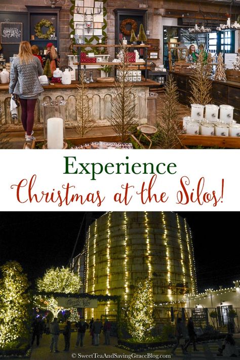 Experience Christmas at the Silos at Magnolia Market! See the silos all lit up in their Christmas finest, Magnolia Market and the gorgeous displays, and Harp Design Co. and the Harp House! http://sweetteaandsavinggraceblog.com/experience-christmas-silos-magnolia-market/?utm_campaign=coschedule&utm_source=pinterest&utm_medium=Sweet%20Tea%2C%20LLC&utm_content=Experience%20Christmas%20at%20the%20Silos%21 Magnolia Silos Christmas, Christmas At Magnolia Market, Magnolia Market Christmas, Silos Magnolia Market, Silos Magnolia, Harp Design Co, Magnolia Silos, Harp Design, Magnolia Style