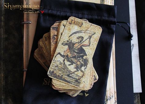 Handmade Antique Italian Tarot Cards Deck 97 Cards - Etsy Australia Tarot Inspiration, Old Cards, Cards Deck, Silk Bag, Plastic Coating, Tarot Card Decks, Satin Bags, Plastic Cover, Paper Cards