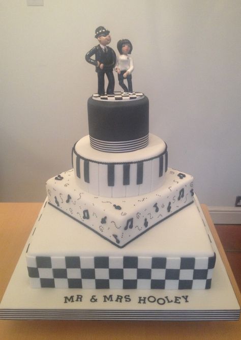 Ska themed wedding cake Ska Wedding, Retro Cakes, Silhouette Wedding Cake, Wedding Cake Topper Silhouette, Ska Music, Funny Wedding Cakes, Funny Wedding Cake Toppers, Rude Girl, Wedding Cake Toppers Unique