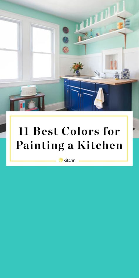 The 11 Best (Bright) Colors for Painting a Kitchen, According to Interior Designers | Kitchn Painting A Kitchen, Bright Kitchen Colors, Colors For Painting, Small Kitchen Colors, Bright Paint Colors, Best Kitchen Colors, Paint For Kitchen Walls, Bold Kitchen, Interior Dapur