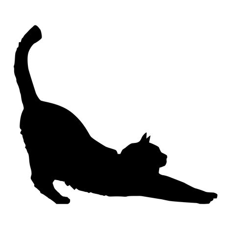 Silhouette Chat, Cat Template, Cat Outline, Black Cat Silhouette, Cat Stretching, Black Cat Tattoos, Silhouette Wall Art, Black Cat Art, Cat Quilt