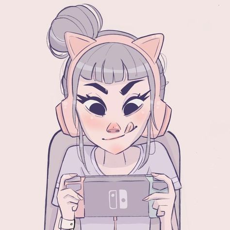 Holding Gaming Controller Reference, Nintendo Switch Illustration, Gaming Drawing Reference, Girl With Cat Pfp, Gamer Drawing Reference, Gamer Girl Drawing, Playing Video Games Drawing Reference, Gamer Drawings, Nintendo Switch Drawing