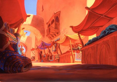 Tohad on Twitter: "Concept art and backgrounds from Aladdin (Disney studios, 1992) :… " Aladdin Jr, Concept Art Landscape, Aladdin 1992, Aladdin Disney, Animation News, Bg Design, Disney Background, Disney Concept Art, Background Drawing