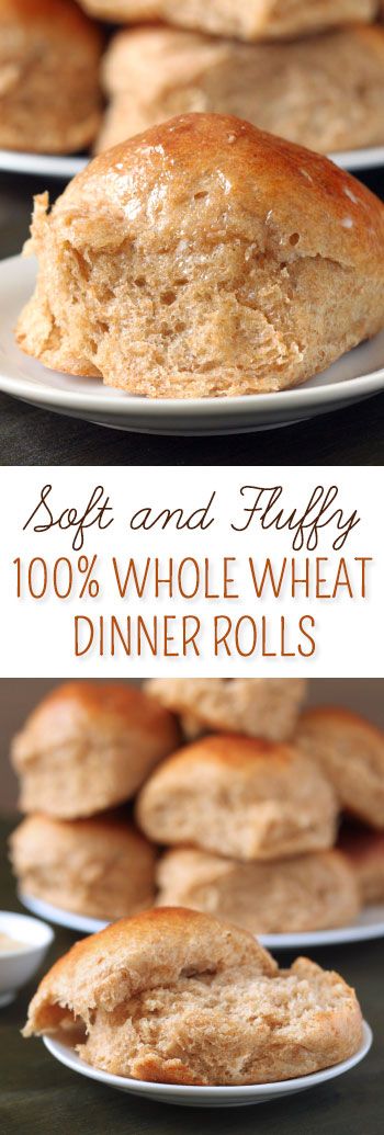 These 100% whole wheat dinner rolls are fluffy, stay soft for days, and make excellent sandwiches! Whole Wheat Dinner Rolls, Wheat Dinner Rolls, Whole Wheat Rolls, Resepi Roti, Fluffy Dinner Rolls, Wheat Recipes, Dinner Rolls Recipe, Bread Machine Recipes, Monkey Bread