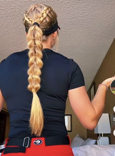 Tennis Hairstyles, Cute Volleyball Hairstyles, Running Hairstyles, Soccer Hairstyles, Soccer Hair, Volleyball Hair, Track Hairstyles, Basketball Hairstyles, Softball Hairstyles