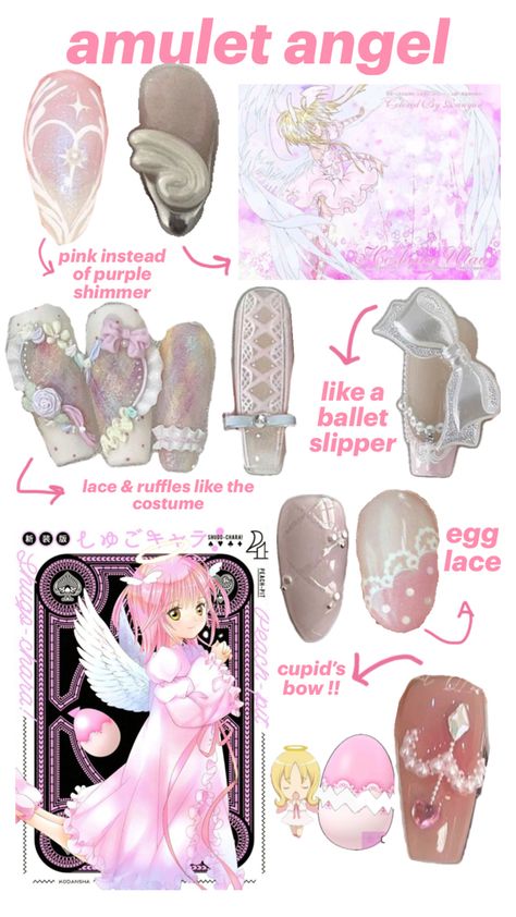 #shugochara #angel #nails #collage #nailcollage #shoujo Nails Collage, Angel Nails, Shugo Chara, Cute Acrylic Nails, Stylish Nails, Nail Inspo, Acrylic Nails, Nail Art, Angel