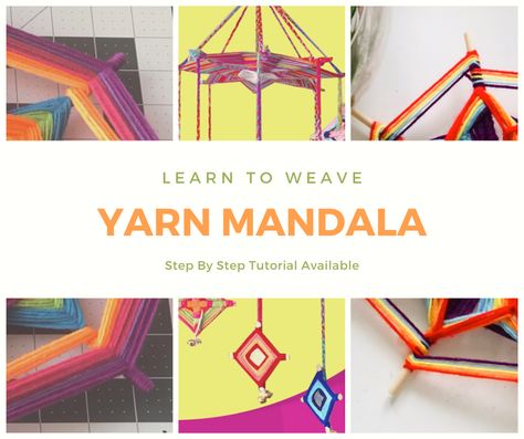 Woven Mandala, Yarn Mandala, Weaving Loom Diy, Weaving Tutorial, Yarn Craft, Huichol Art, Gods Eye, Weaving Loom, Yarn Diy