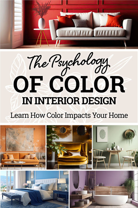 The Psychology of Color in Interior Design - Learn How Color Impacts Your Home Psychology Of Colors In Interior Design, Color Palette For Apartment, Color Psychology Interior Design, Colors In Interior Design, Psychology Of Colors, Color In Interior Design, Psychology Of Color, Joyful Living, Sustainable Building Materials