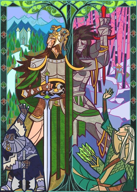 Hobbit Stained Glass Art, Dagor Dagorath, Beleg Strongbow, Beleg Cuthalion, Turin Turambar, History Of Middle Earth, Middle Earth Art, Tolkien Art, Lotr Art