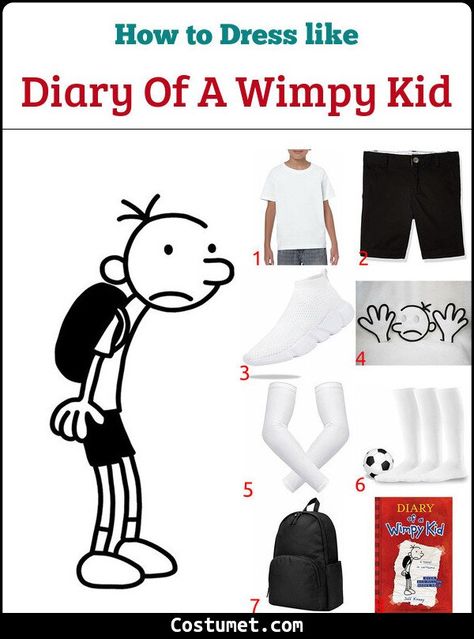 Diary Of A Wimpy Kid Halloween Costume, Diary Of A Wimpy Kid Costume Printable, Diy Diary Of A Wimpy Kid Costume, Boy Book Character Costumes Diy, Diary Of A Wimpy Kid Costume Diy, Dress Up As Your Favorite Book Character, Book Character Costumes For Kids Boys, Greg Heffley Costume, Diary Of A Wimpy Kid Costume